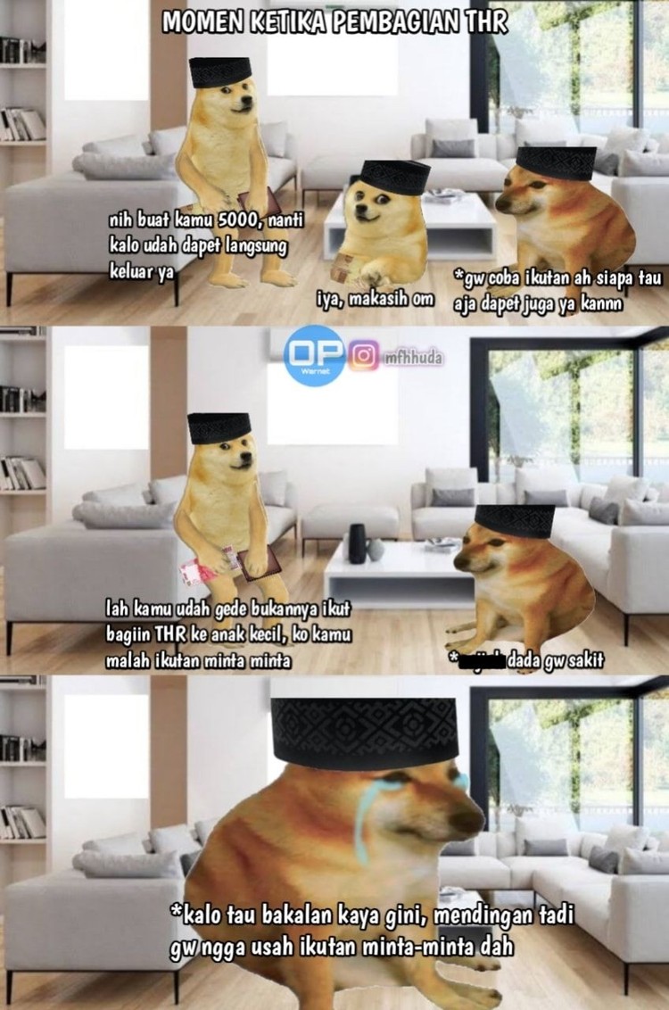 Meme Berburu THR, Siap-siap Bentar Lagi Lebaran Lika-liku berburu THR ini true banget! Siap-siap ya, sebentar lagi lebaran. Buat yang sudah kerja, yuk jangan lupa tukar uang. Buat bocil, are you ready?