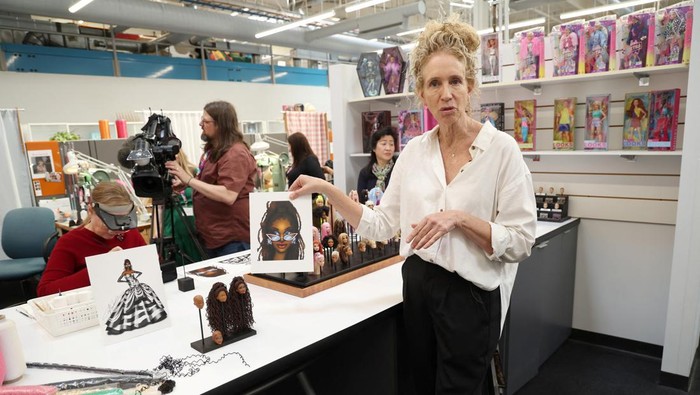 The new and old versions of the classic Barbie dolls are on display at Mattel Design Center in El Segundo, California, U.S., February 22, 2024. REUTERS/Mario Anzuoni