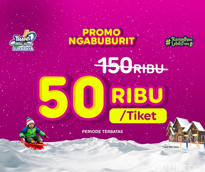 Promo tiket Trans Snow World Surabaya cuma Rp 50 ribu