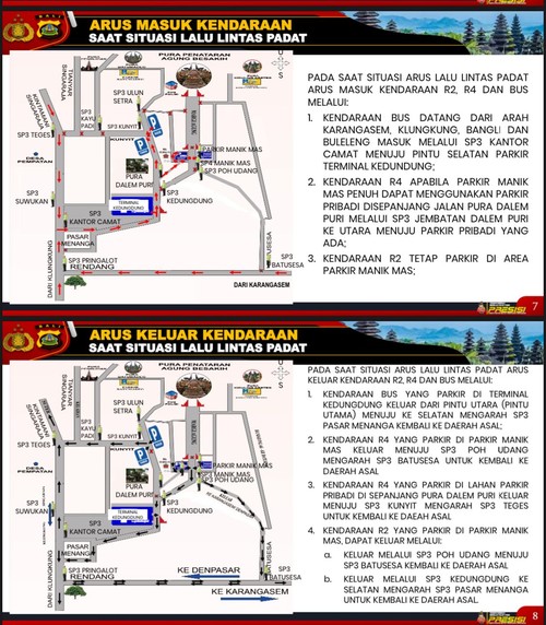 Skema rekayasa lalin menuju Pura Agung Besakih saat Karya Ida Bhatara Turun Kabeh. (dok. Istimewa)