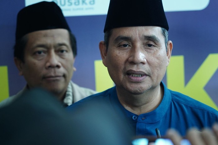 Direktur Bina Umrah dan Haji Khusus Jaja Jaelani saat memberi materi dalam Bimbingan Teknis (Bimtek) PPIH Arab Saudi di Asrama Haji Pondok Gede, Minggu (24/3/2024).
