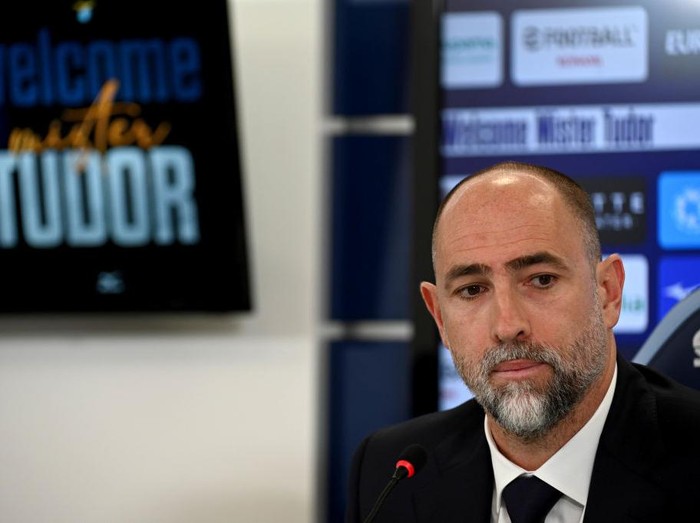 ROME, ITALY - MARCH 22: SS Lazio new head coach Igor Tudor attends during the SS Lazio press conference at the Formello sport centre on March 22, 2024 in Rome, Italy. (Photo by Marco Rosi - SS Lazio/Getty Images)