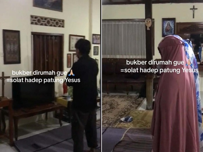 Beredar video viral bukber di rumah nonis, salat berjamaah menghadap patung Yesus mendadak viral di media sosial