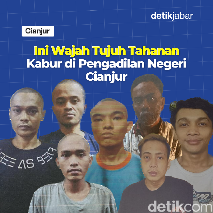 7 Tahanan Cianjur Kabur Tujuh orang tahanan kabur dengan cara menjebol tralis ruang tahanan di Pengadilan Negeri Cianjur pada Senin (25/3). Hingga Selasa (26/3), pelaku pencurian dan kekerasan tersebut belum ditangkap dan masih diburu pihak kepolisian.