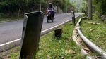 Hati-hati! Pembatas Jalan Jalur Alternatif Mudik Garut-Bandung Rusak