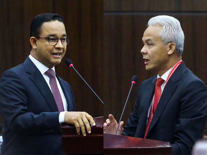 Anies Baswedan dan Ganjar Pranowo saat sidang sengketa hasil Pilpres 2024 di MK, Rabu (27/3/2024).