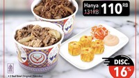 Penggemar Yoshinoya ada paket Hemat untuk dua orang harganya hanya Rp 110.000. Sudah dapat beef bowl dua porsi dan shumai lho. Foto: Official Site