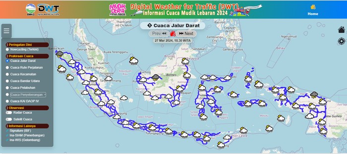 Contoh informasi cuaca jalur mudik Lebaran 2024