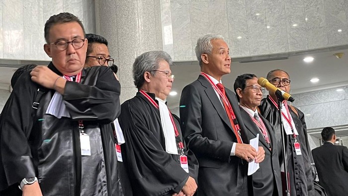 Ganjar Pranowo di sidang sengketa Pilpres 2024 di Gedung Mahkamah Konstitusi (MK), Jakpus, Rabu (27/3/2024).