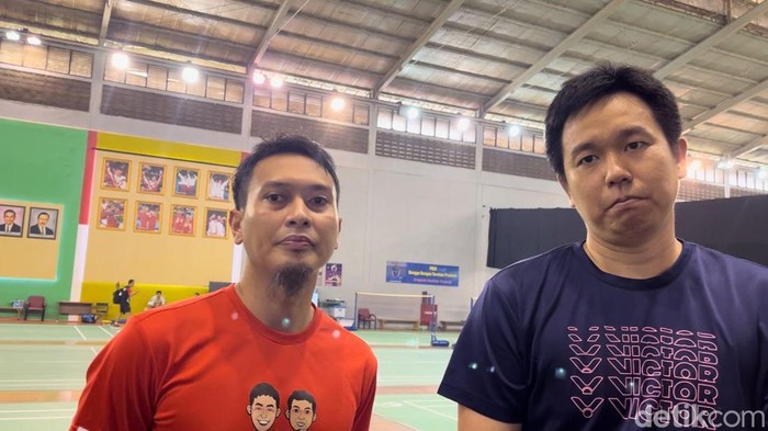 Pebulutangkis ganda putra Indonesia Hendra Setiawan/Mohammad Ahsan di Pelatnas PBSI, Cipayung.