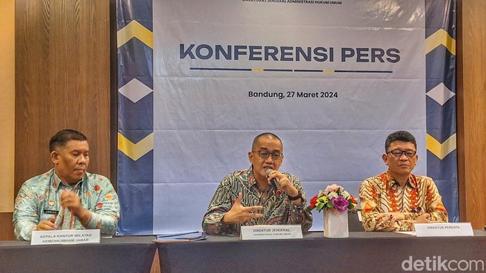 Jajaran Kemenkumham saat melakukan press conference di Hotel Sunshine, Soreang, Rabu (27/3/2024).