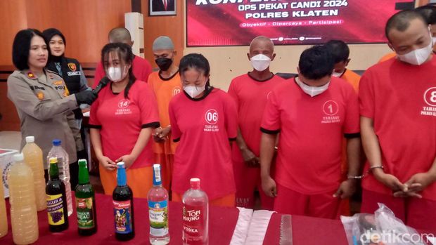 Para tersangka penyakit masyarakat diamankan di Polres Klaten, Rabu (27/3/2024).