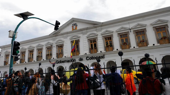Members of Indigenous organizations from the province of Cotopaxi protest against mining in their territories, in Latacunga, Ecuador March 27, 2024. REUTERS/Karen Toro