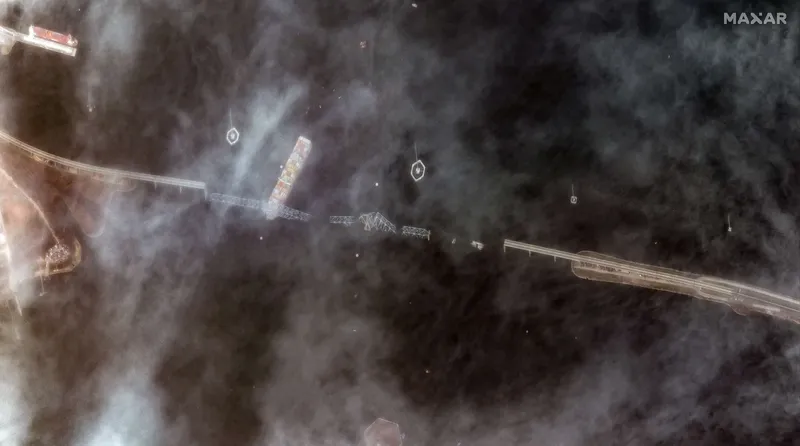 Foto satelit runtuhnya jembatan Baltimore