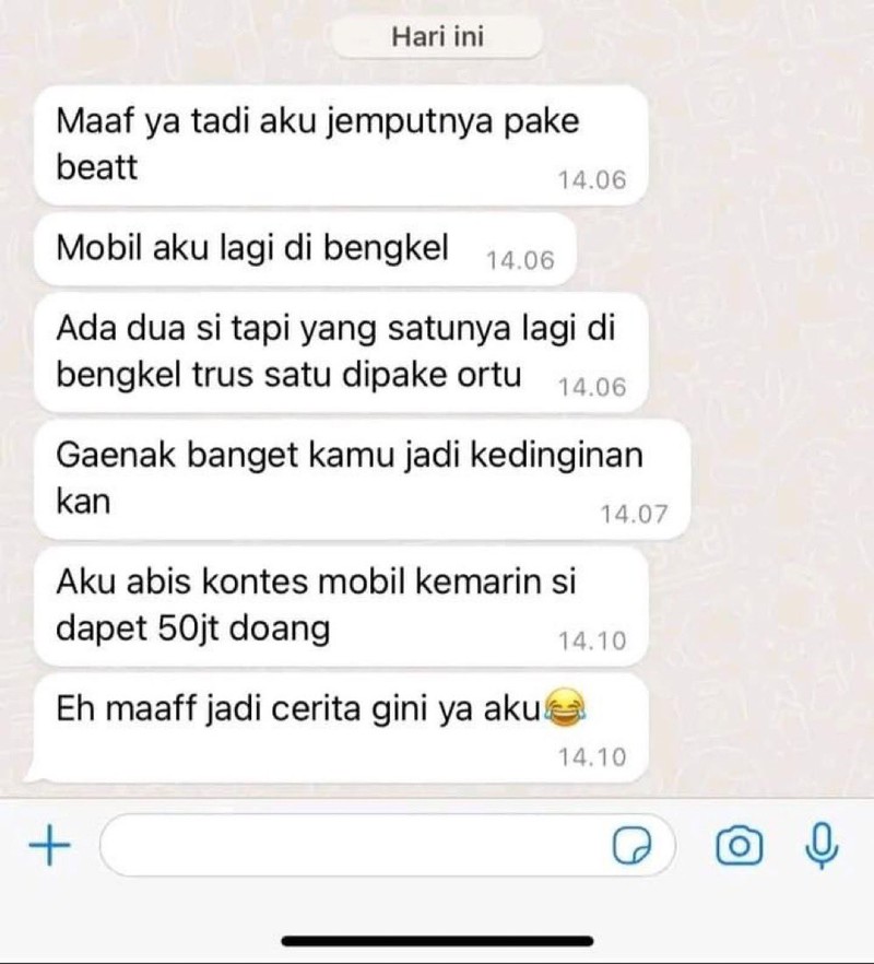 Chat random berikut ini bikin nyengir. Buat yang lagi makan menikmati buka puasa, awas keselek.