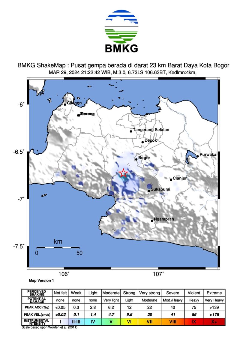 Titik gempa di Kota Bogor
