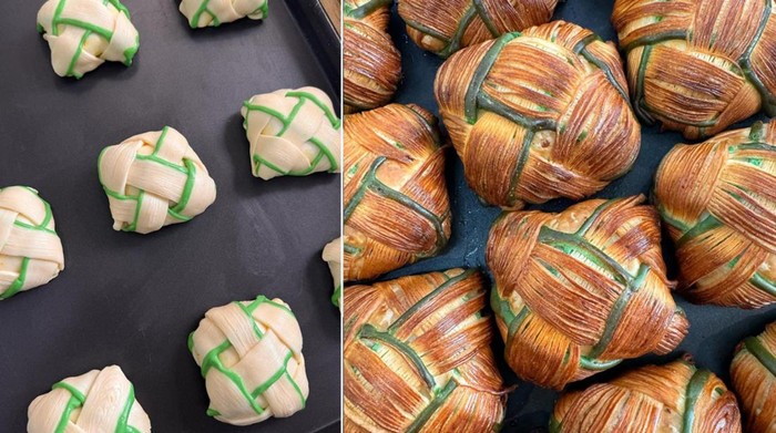 Gemas! Toko Kue Ini Jual Croissant Bentuk Ketupat Isi Rendang