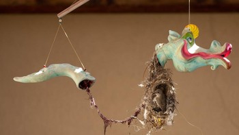 Sarang burung yang dibuat menggunakan ranting, bulu, rambut, hingga tag baju ini dijepret oleh Roy Wiesner dan menjuarai kategori Urban wildlife. Foto: Roy Wiesner/World Nature Photography Awards 2024