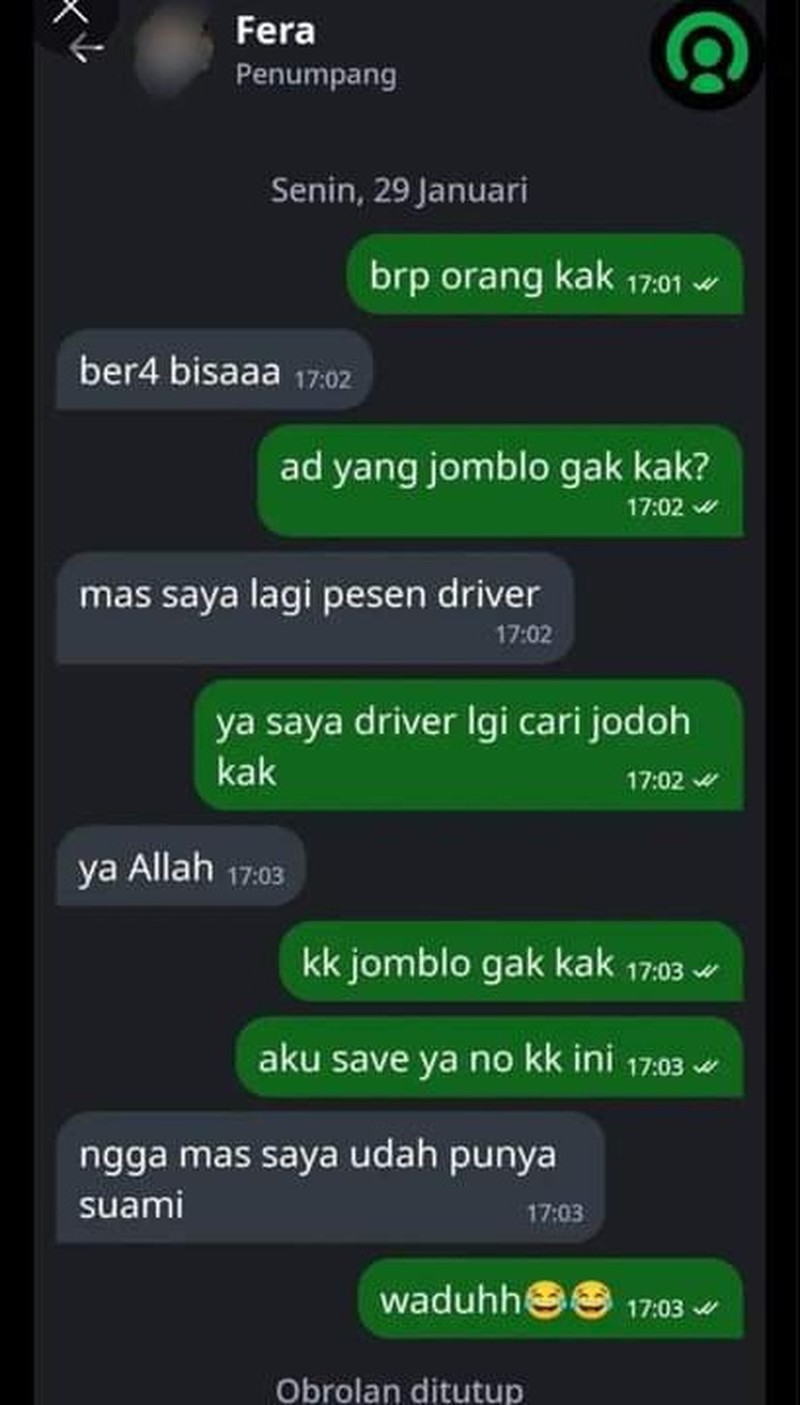 Untuk menghibur kamu, coba lihat beberapa chat kocak ojol dan customer berikut. Dijamin, kalau nggak ngakak ya minimal senyum sedikit, deh.