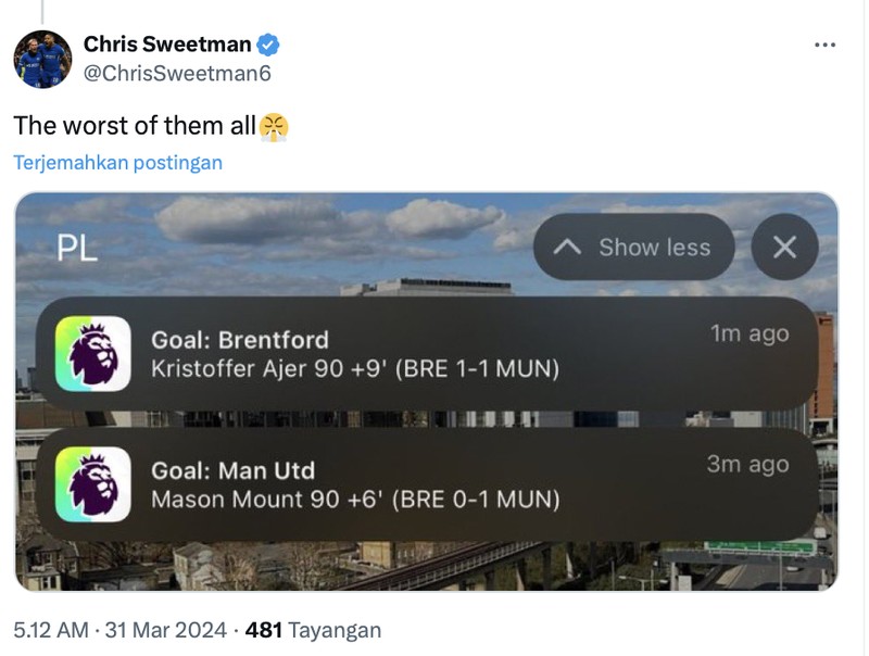Meme MU diimbangi Brentford dalam laga lanjutan Liga Inggris.