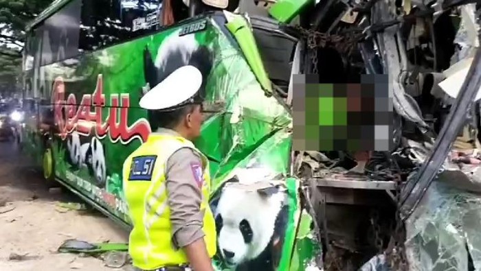 Bus Restu Panda kecelakaan di Pasuruan hingga sopir tewas terjepit