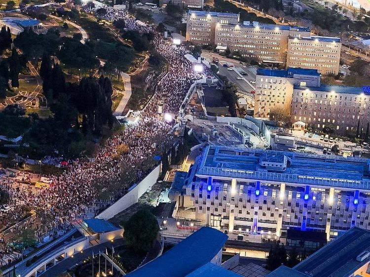 Foto Udara Demo Warga Israel Minta Benjamin Netanyahu Mundur