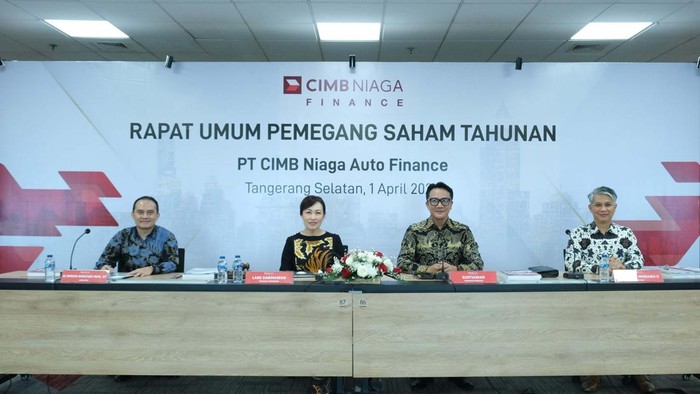 CIMB Niaga Finance gelar RUPST di Jakarta. RUPST menyetujui pembagian dividen tunai sebesar Rp 129,64 miliar atau 30% dari laba bersih.