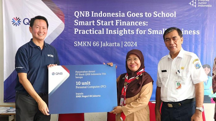 PT Bank QNB Indonesia Tbk kembali mengadakan program CSR bertajuk QNB Indonesia Goes to School di SMKN 66 Jakarta (27/3) yang dibuka secara langsung oleh Presiden Direktur Bank QNB Indonesia Haryanto Suganda. Sebanyak 60 siswa turut berpartisipasi dalam kegiatan yang berfokus pada literasi keuangan dan kewirausahaan. Dalam kesempatan ini, Bank QNB Indonesia turut mendonasikan sejumlah komputer untuk mendukung kegiatan di sekolah.