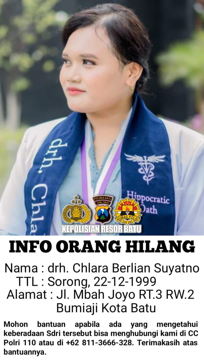 Dokter hewan di Kota Batu dilaporkan hilang