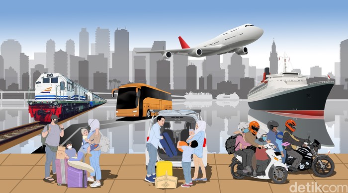 Ilustrasi detikX Mudik Lebaran 2024