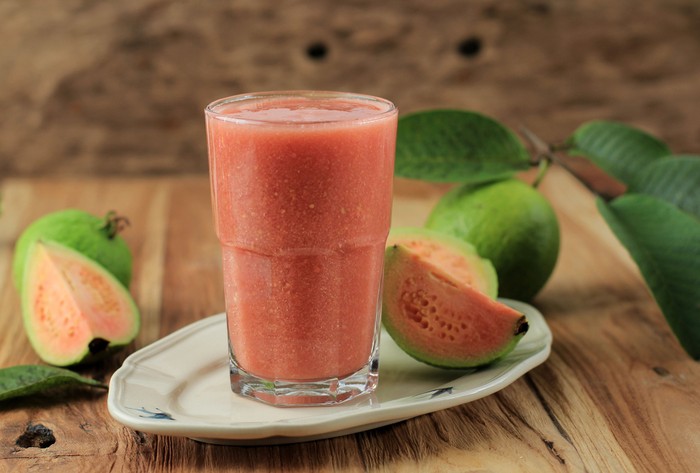Guava Red Juice on Tall Glass, Healthy Diet Concept