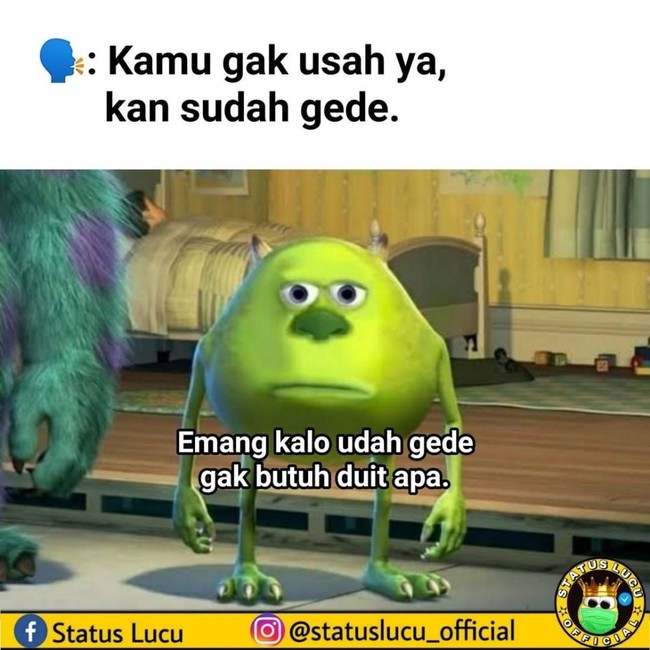 Momen saat kamu ditolak karena dianggap sudah terlalu tua untuk menerima THR. Kalau gini sih cuma bisa mupeng dan gigit jari meratapi nasib. Foto: Instagram/statuslucu_official
