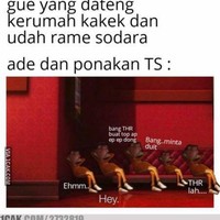 Penampakan yang biasa ditemui saat hari Lebaran di rumah saudara. Pasti udah banyak yang ngumpul siap minta THR. Foto: 1cak.com