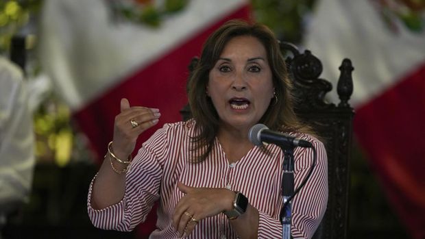 Presiden Peru Dina Boluarte. (AP Photo/Guadalupe Pardo)
