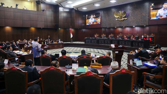 Mahkamah Konstitusi (MK) menggelar sidang lanjutan sengketa Pilpres, Rabu (3/4/2024). Muhammad Alhamid dihadirkan sebagai saksi ahli dari Bawaslu.