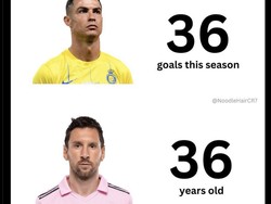 Ada yang membandingkan golnya Ronaldo musim ini ternyata sama dengan umurnya Messi. Foto: dok. Internet/X (Twitter)