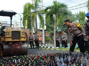Polresta Banyuwangi Musnahkan 1,6 Ton Miras-Knalpot Brong Hasil Operasi Pekat