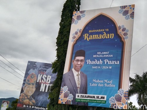 Baliho Zulkarnain terpampang di sudut Kota Bima, NTB. (Foto: Rafiin/detikBali)