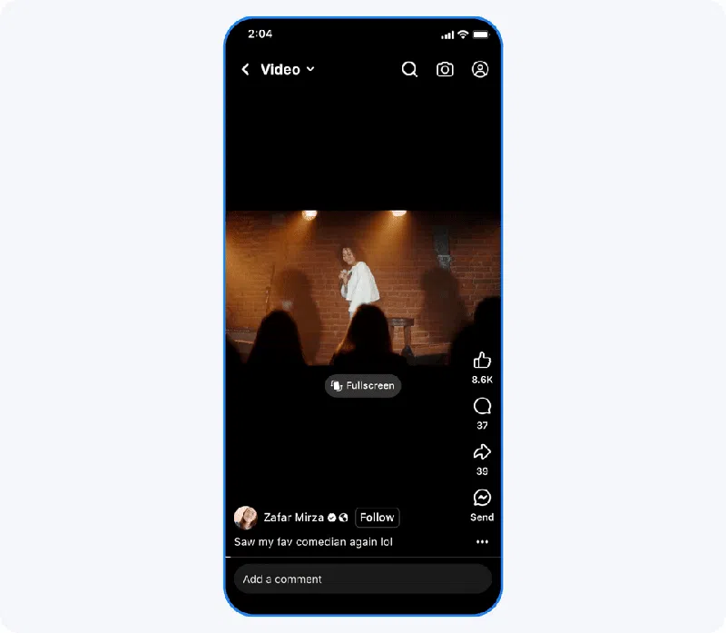 Tampilan Pemutar Video Layar Penuh di Facebook
