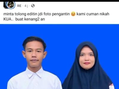 Hanya Nikah di KUA, Suhu Edit di FB Turun Tangan Bikin Foto Wedding