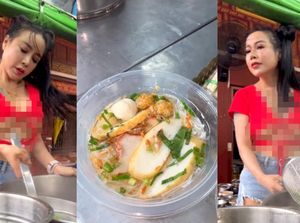 Aksi Penjual Bihun Babi Seksi yang Gesit Layani Pelanggan