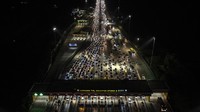 Kemenhub juga menjelaskan terkait titik yang rawan macet selama mudik. Titik tersebut di antaranya di Tol Cipali, Pelabuhan Merak dan Pelabuhan Ketapang. ANTARA FOTO/Aprillio Akbar