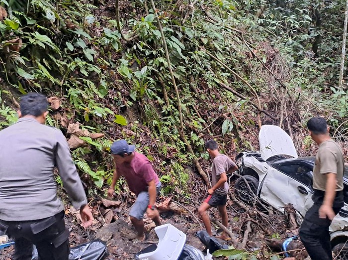 Mobil pemudik masuk jurang di Pesisir Barat