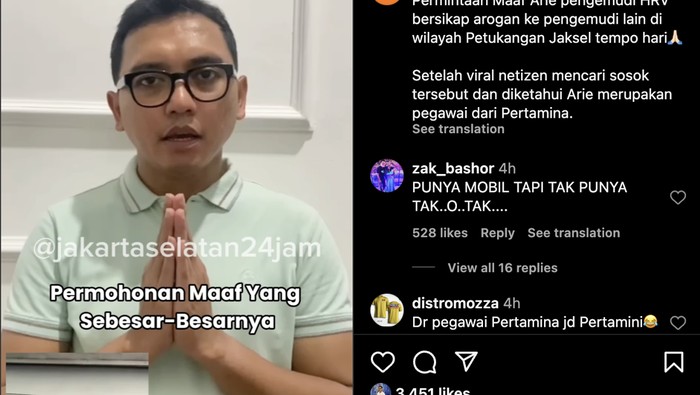 Pengemudi HR-V yang parkir di tengah jalan dan meludah sampaikan permohonan maaf