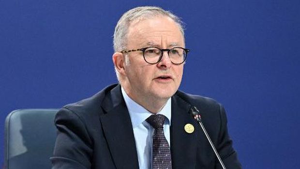Australian Prime Minister Anthony Albanese addresses the Leaders Plenary during the 2024 ASEAN-Australia Special Summit at the Convention and Exhibition Centre in Melbourne on March 6, 2024. (Photo by JOEL CARRETT / POOL / AFP)