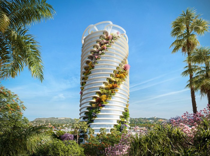 Ilustrasi gedung berbentuk spiral yang dijuluki The Star di Hollywood yang akan buka pada tahun 2029 jika mendapat persetujuan dari Otorita Perencana Kota