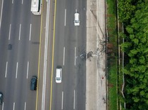 Foto Udara Lokasi Kecelakaan Maut Tol Jakarta-Cikampek KM 58