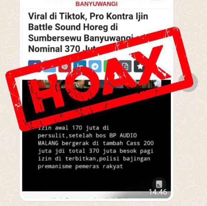 polisi terima suap battle sound di Banyuwangi hoaks