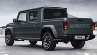 Desain bak belakang mengambil inspirasi dari Jeep Gladiator, terlihat dari lampu belakang yang menonjol dan bumper belakang dengan tangga terintegrasi. Kemudian tulisan Suzuki yang menonjol di pintu belakang disematkan. Foto: Dok. Theophilus Chin