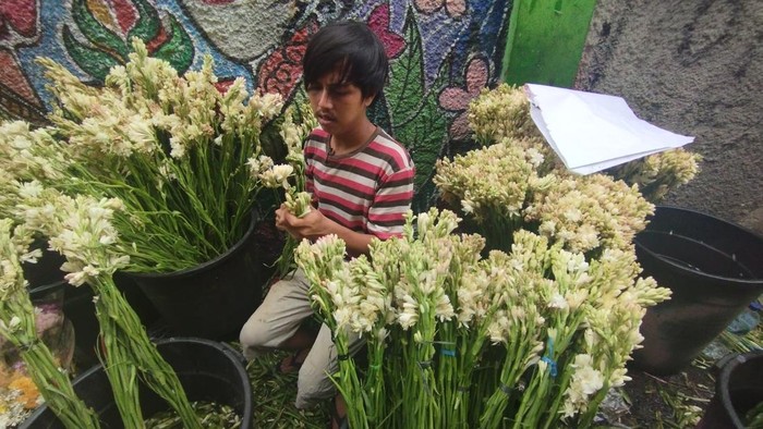 Pedagang bunga di Pasar Rawa Belong, Jakbar